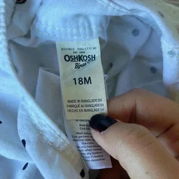 Oshkosh B’Gosh White Polka Dot Overalls  SIZE 18 Months - Picture 3 of 4